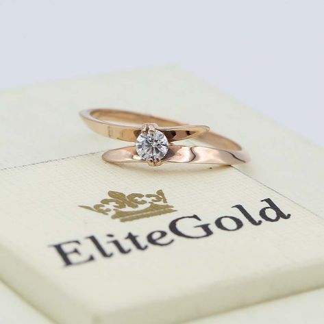 в красном золоте с белым фианитом