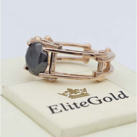 кольцо в красном золоте с черным фианитом