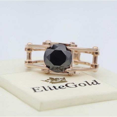 кольцо в красном золоте с черным фианитом