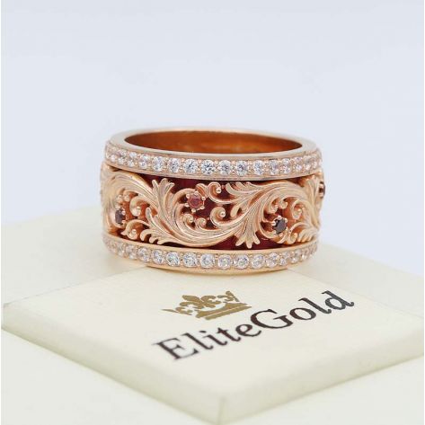 кольцо Astrea с красной эмалью в красном золоте