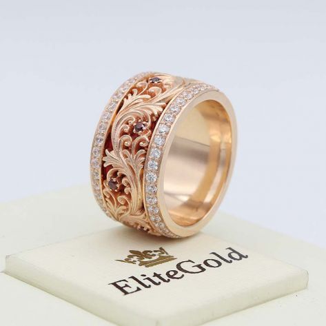 кольцо Astrea с красной эмалью в красном золоте