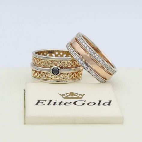 женское кольцо в лимонном и белом золоте вместе с кольцом Only Love