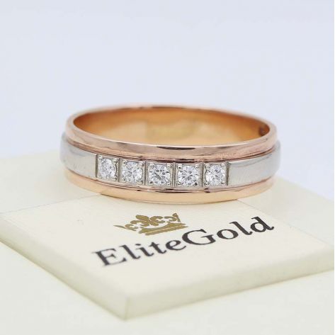 кольцо Union в комбинированном золоте с камнями