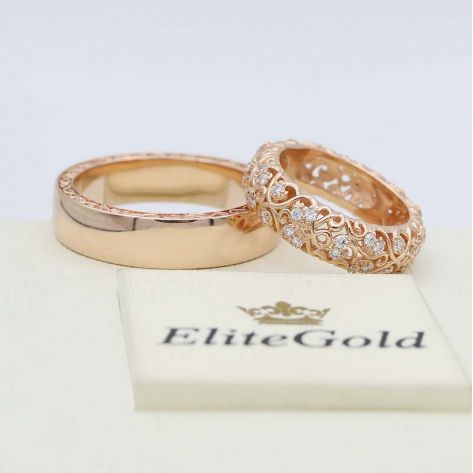 ажурные обручальные кольца с узором по ободку