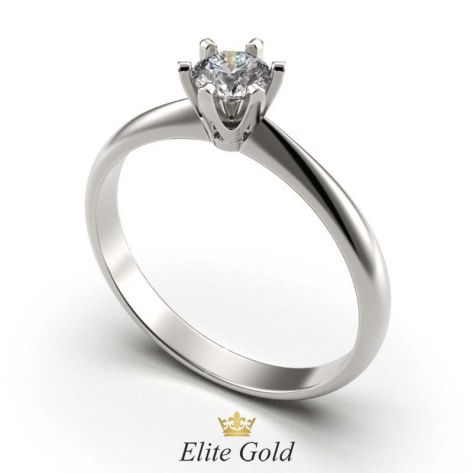 кольцо Cara в белом золоте с белым камнем