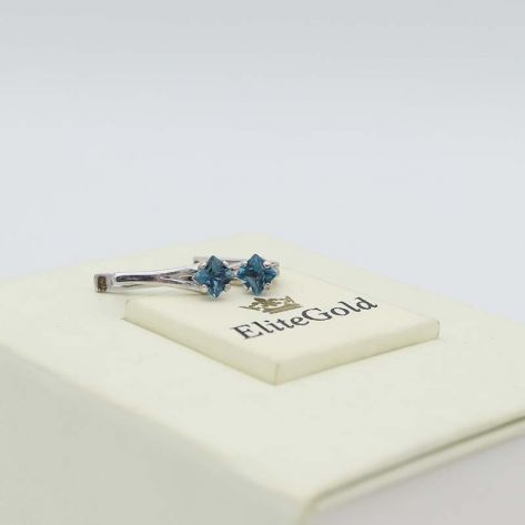 серьги классические в белом золоте с топазами