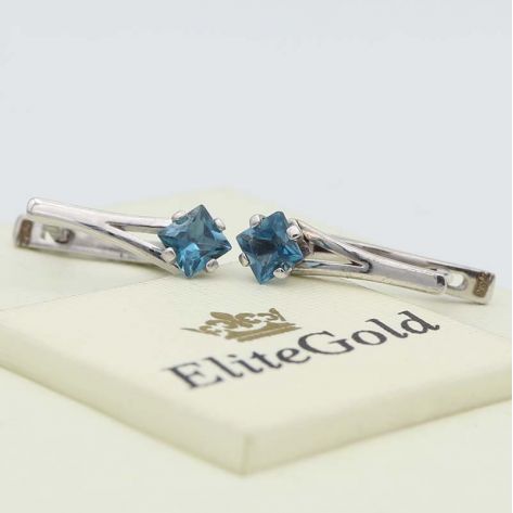 серьги классические в белом золоте с топазами