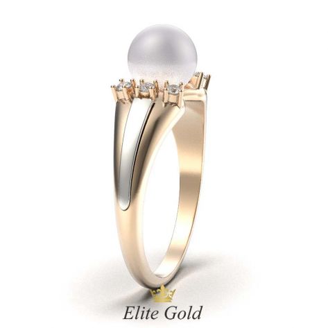 кольцо Catriona в красном и белом золоте, вид сбоку