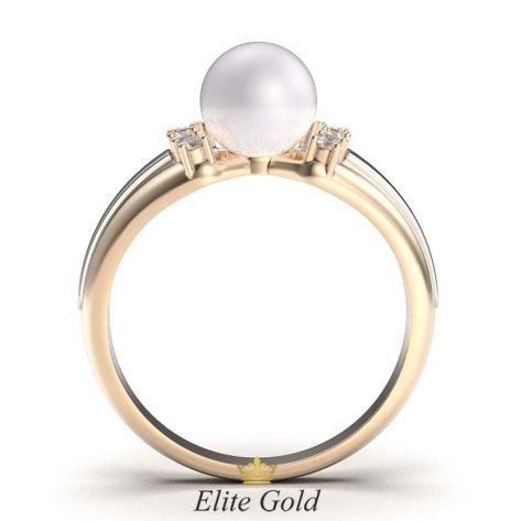 кольцо Catriona в красном и белом золоте с жемчужиной