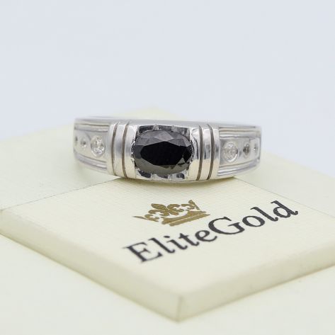 мужской перстень Alvaro в белом золоте и с чернением