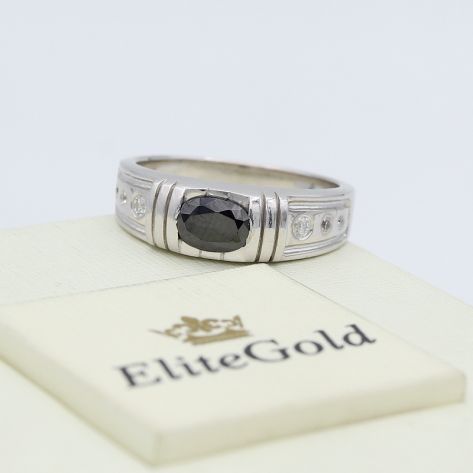 мужской перстень Alvaro с чернением в белом золоте