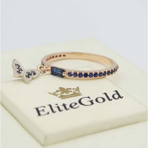 дизайнерское тонкое кольцо Malibu light с синими и черными камнями