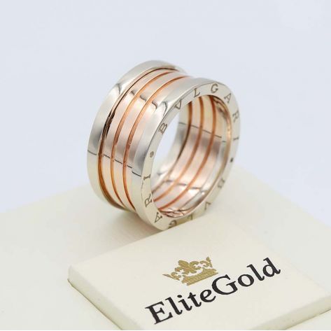 кольцо в стиле Булгари с красной спиралью и белыми бортами