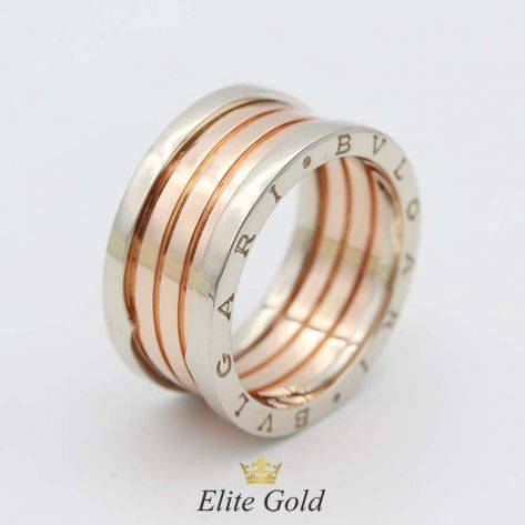 кольцо в стиле Булгари с красной спиралью и белыми бортами