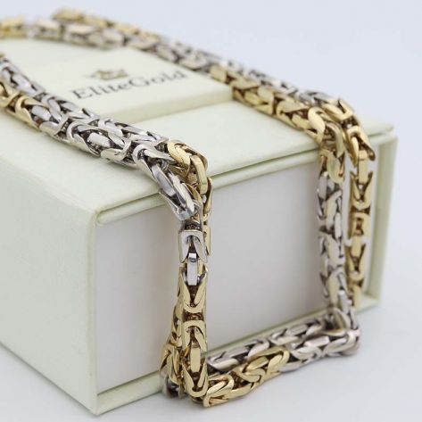 византийская цепь в белом и лимонном золоте 585