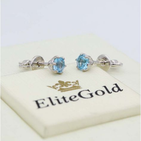 Классические пусеты в белом золоте с камнями 4 мм