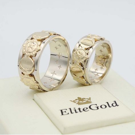 пара колец в белом и лимонном золоте