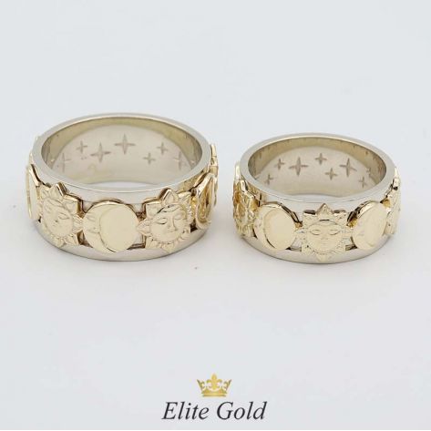 пара колец в белом и лимонном золоте