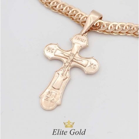 крест в красном золоте без камней с цепью
