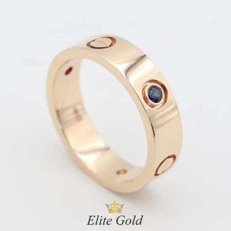 кольцо картье в красном золоте с сапфиром