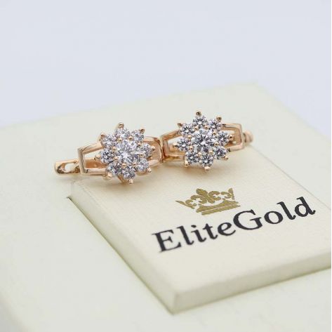 серьги Carina с камнями Swarovski в красном золоте 585