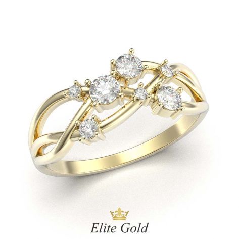 Авторское тонкое кольцо Libra в лимонном золоте