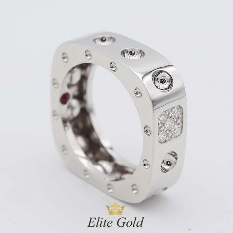 кольцо Pois Moi квадратной формы в белом золоте