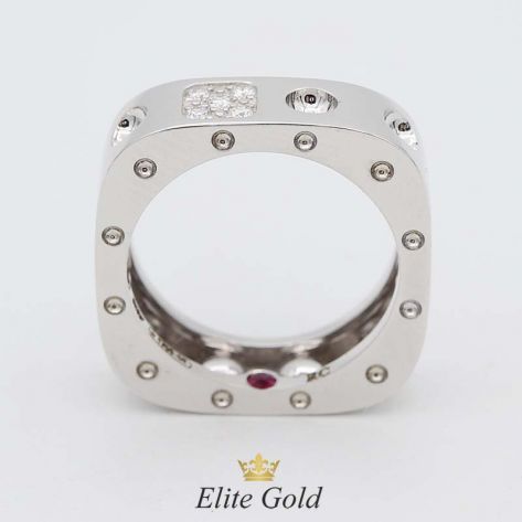 кольцо Pois Moi квадратной формы в белом золоте