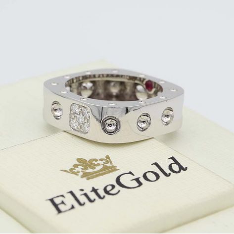 кольцо Pois Moi квадратной формы в белом золоте