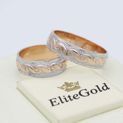 ажурные винтажные кольца в красном золоте с родиевым покрытием белого цвета