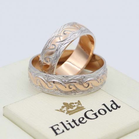 ажурные винтажные кольца в красном золоте с родиевым покрытием белого цвета