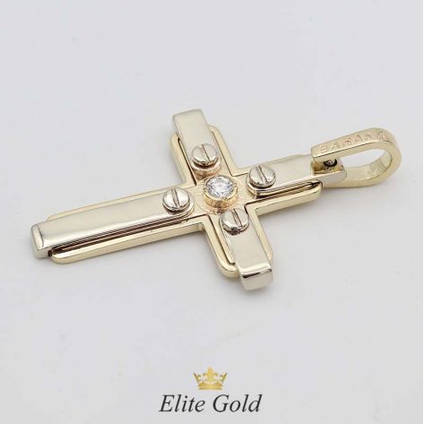 в лимонном и белом золоте с бриллиантом