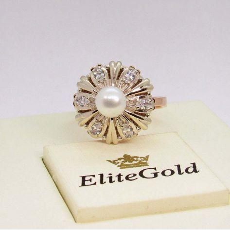 с жемчугом в белом и красном золоте