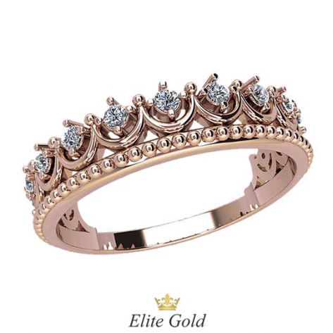 кольцо-корона Lissa в красном золоте с белыми камнями