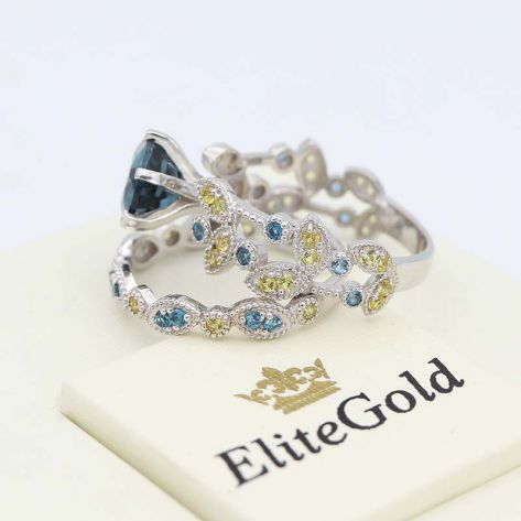 кольцо Viviana в белом золоте с желтыми сапфирами и топазами London Blue