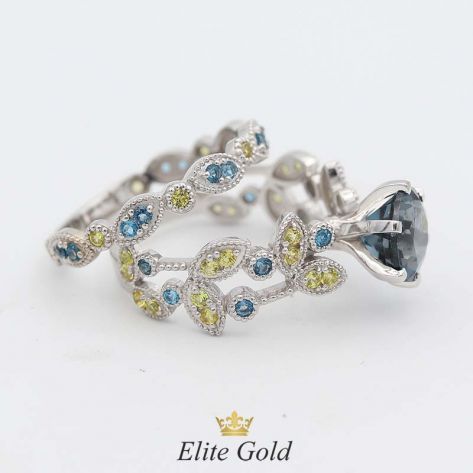 кольцо Viviana в белом золоте с желтыми сапфирами и топазами London Blue