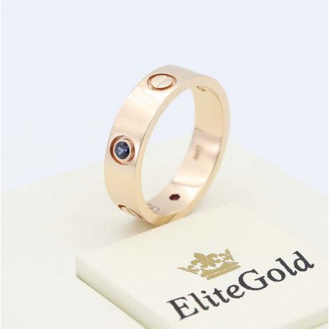 кольцо картье в красном золоте с сапфиром