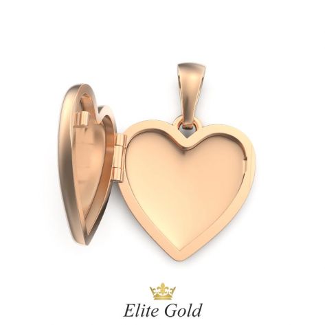 Золотой кулон в виде сердца вид изнутри