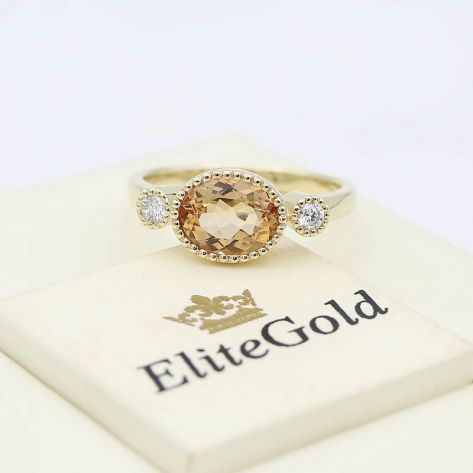 в лимонном золоте с цитрином и бриллиантами