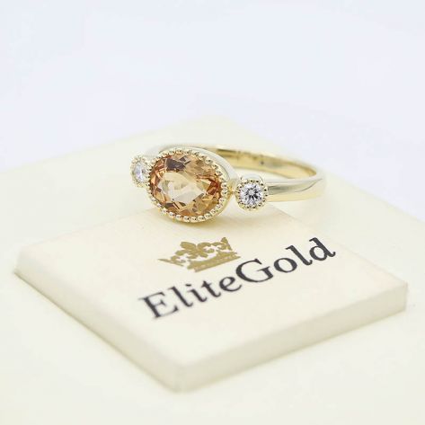 в лимонном золоте с цитрином и бриллиантами