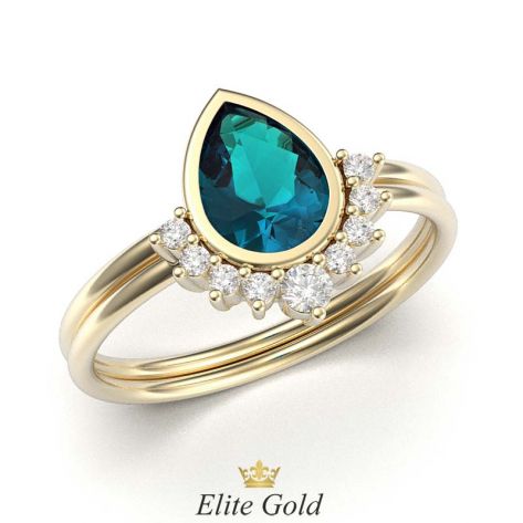 Soraya Bridal Set в лимонном золоте с топазом London Blue в центре