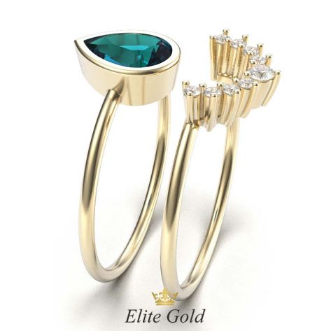 Soraya Bridal Set в лимонном золоте с топазом London Blue в центре