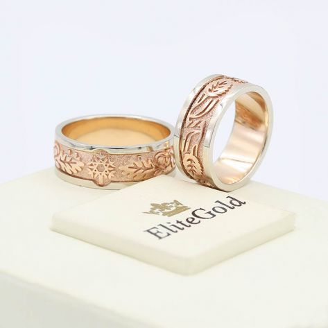 обручальные кольца Love Script в красном золоте