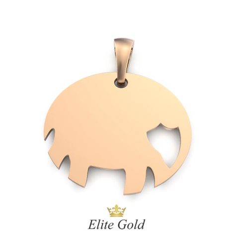 золотая подвеска с изображением слона вид сзади