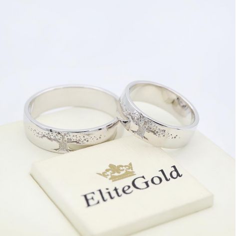 Кольца Дерево Жизни в белом золоте 585