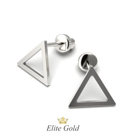 Золотые женские серьги в виде фигуры треугольника