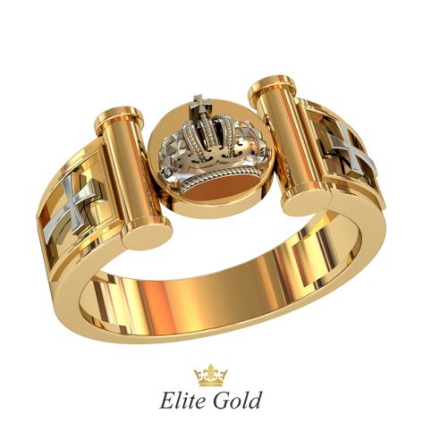 мужской золотой перстень с короной