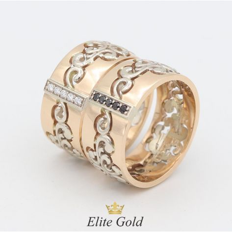 в красном и белом золоте с черными и белыми бриллиантами