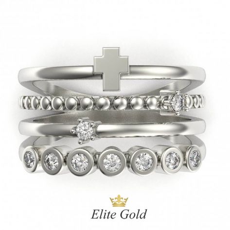 Золотое составное кольцо Questa с дорожкой камней