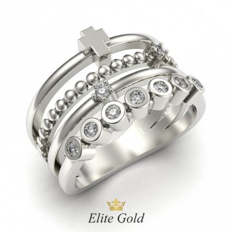 Золотое составное кольцо Questa с дорожкой камней
